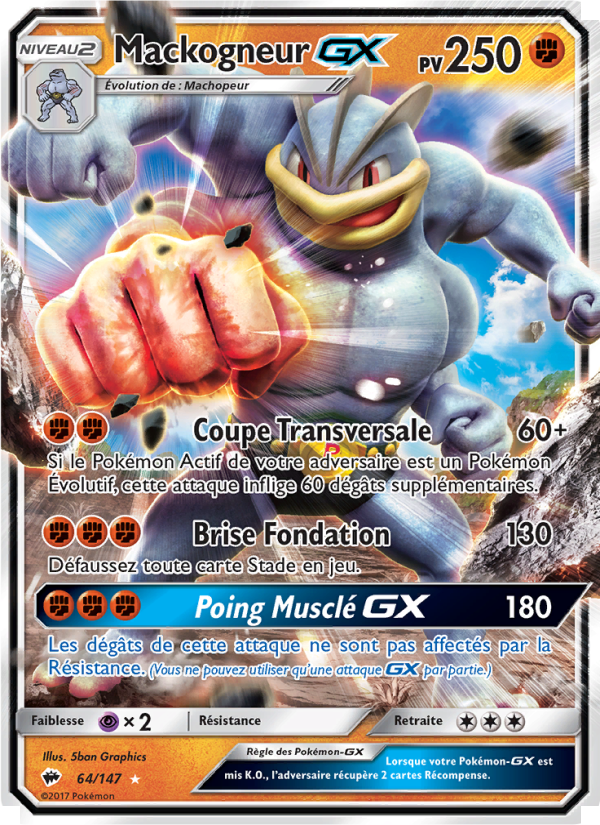 Mackogneur GX 64 — Ombres Ardentes (French Pokémon TCG card)