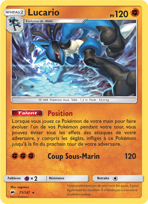 Lucario 71 — Ombres Ardentes (French Pokémon TCG card)