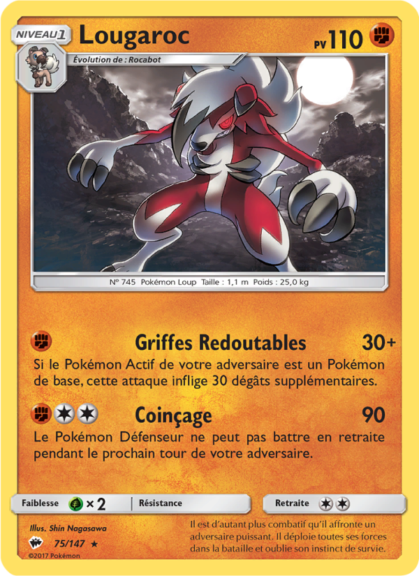 Lougaroc 75 — Ombres Ardentes (French Pokémon TCG card)
