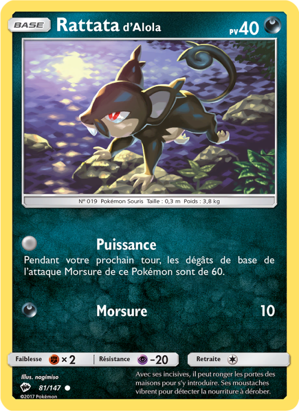 Rattata d’Alola 81 — Ombres Ardentes (French Pokémon TCG card)