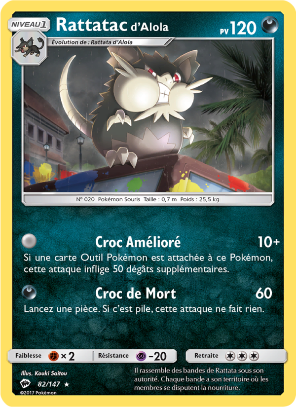 Rattatac d’Alola 82 — Ombres Ardentes (French Pokémon TCG card)