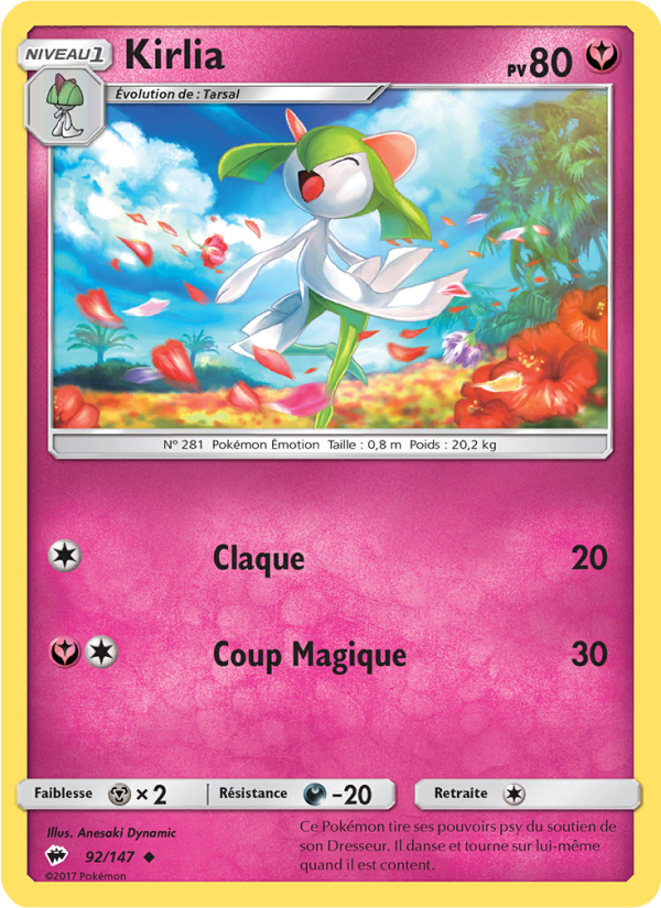 Kirlia 92 — Ombres Ardentes (French Pokémon TCG card)