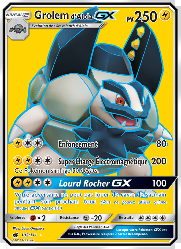 Grolem d’Alola GX 102 — Invasion Carmin (French Pokémon TCG card)