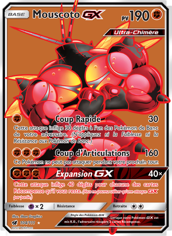 Mouscoto GX 104 — Invasion Carmin (French Pokémon TCG card)