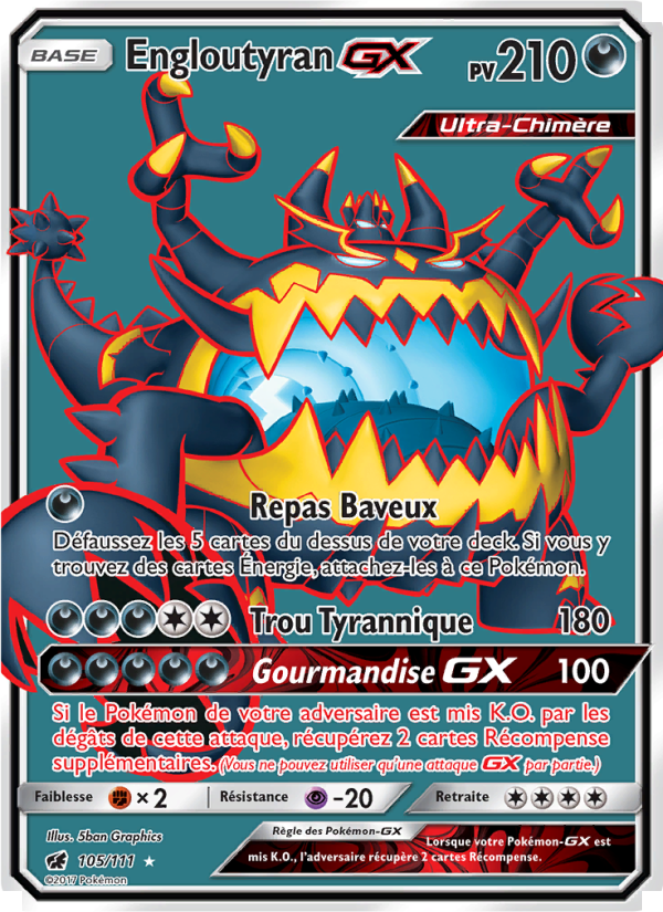 Engloutyran GX 105 — Invasion Carmin (French Pokémon TCG card)
