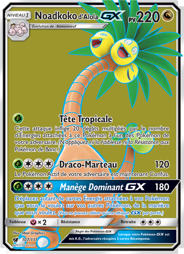Noadkoko d’Alola GX 107 — Invasion Carmin (French Pokémon TCG card)