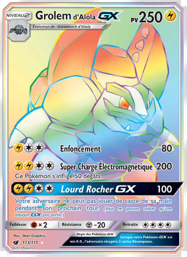 Grolem d’Alola GX 113 — Invasion Carmin (French Pokémon TCG card)