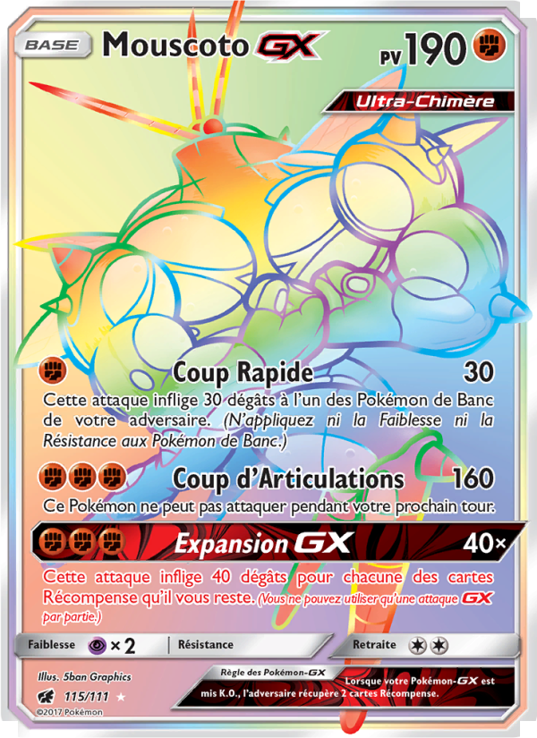 Mouscoto GX 115 — Invasion Carmin (French Pokémon TCG card)