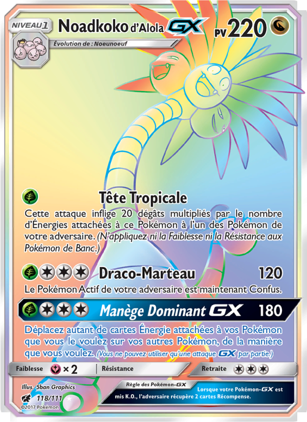 Noadkoko d’Alola GX 118 — Invasion Carmin (French Pokémon TCG card)