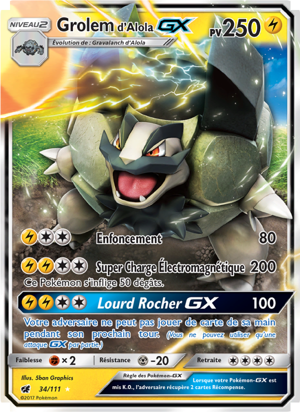 Grolem d’Alola GX 34 — Invasion Carmin (French Pokémon TCG card)