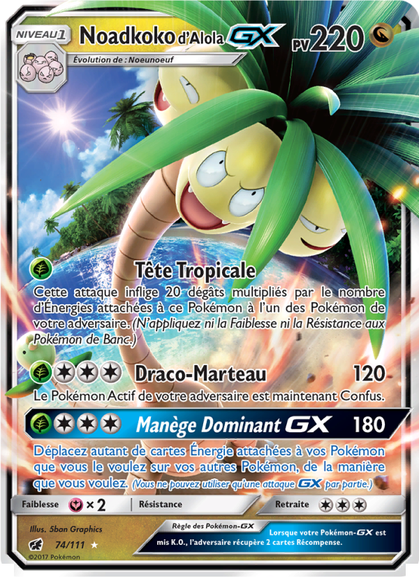 Noadkoko d’Alola GX 74 — Invasion Carmin (French Pokémon TCG card)