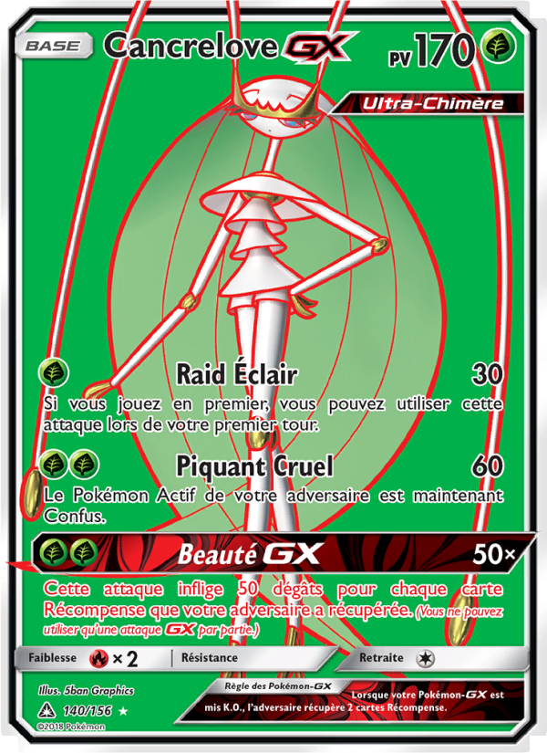 Cancrelove GX 140 — Ultra-Prisme (French Pokémon TCG card)