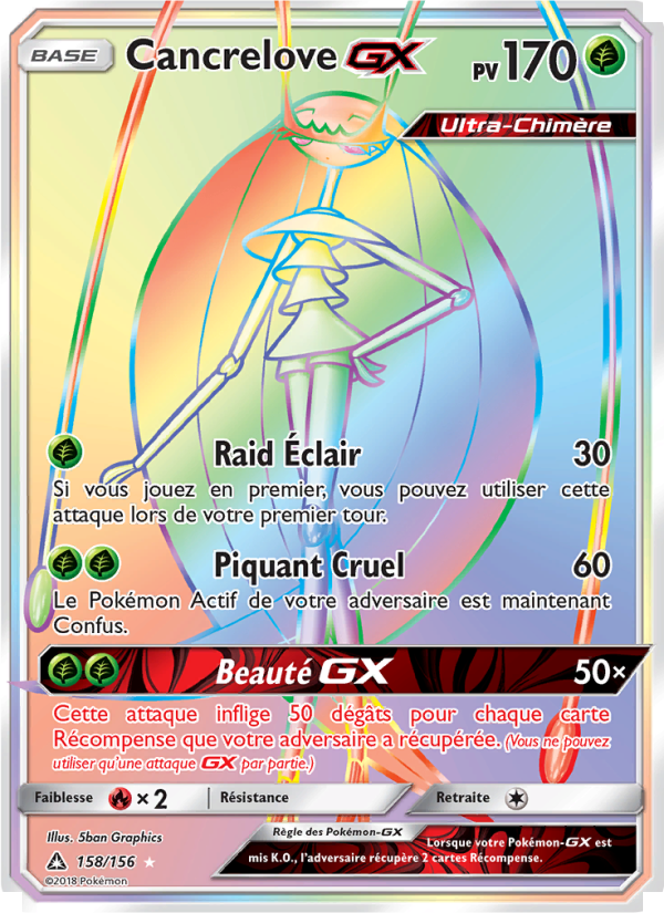 Cancrelove GX 158 — Ultra-Prisme (French Pokémon TCG card)