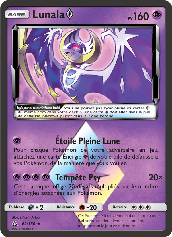 Lunala ◇ 62 — Ultra-Prisme (French Pokémon TCG card)