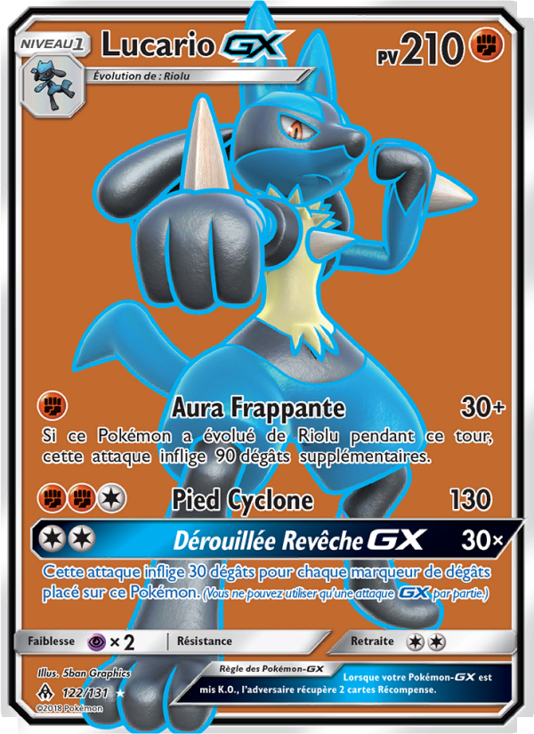 Lucario GX 122 — Lumière Interdite (French Pokémon TCG card)