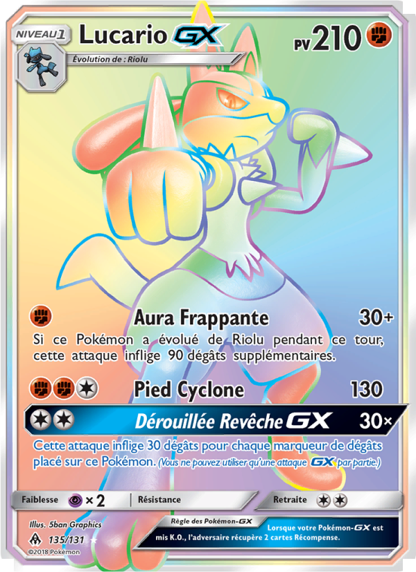 Lucario GX 135 — Lumière Interdite (French Pokémon TCG card)