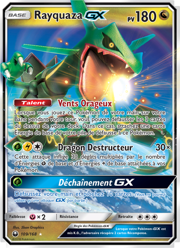 Rayquaza GX 109 — Tempête Céleste (French Pokémon TCG card)