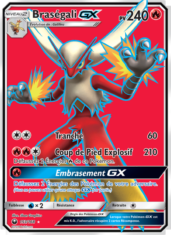 Braségali GX 153 — Tempête Céleste (French Pokémon TCG card)