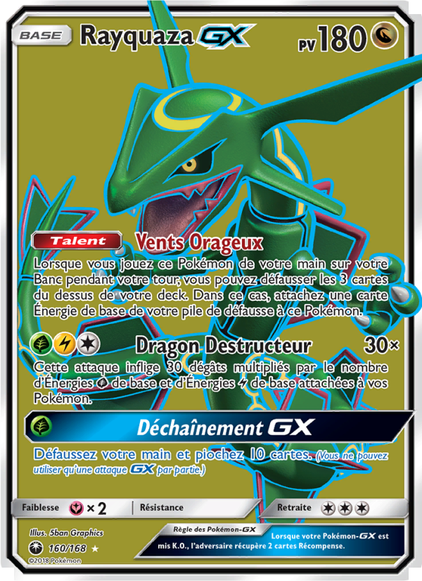Rayquaza GX 160 — Tempête Céleste (French Pokémon TCG card)