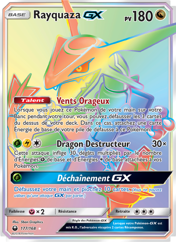 Rayquaza GX 177 — Tempête Céleste (French Pokémon TCG card)