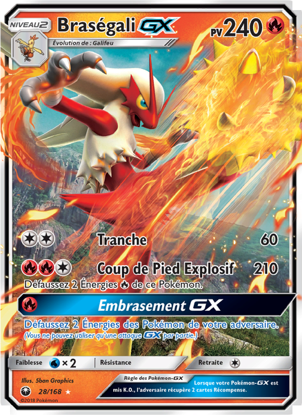 Braségali GX 28 — Tempête Céleste (French Pokémon TCG card)