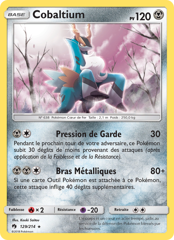 Cobaltium 129 — Tonnerre Perdu (French Pokémon TCG card)