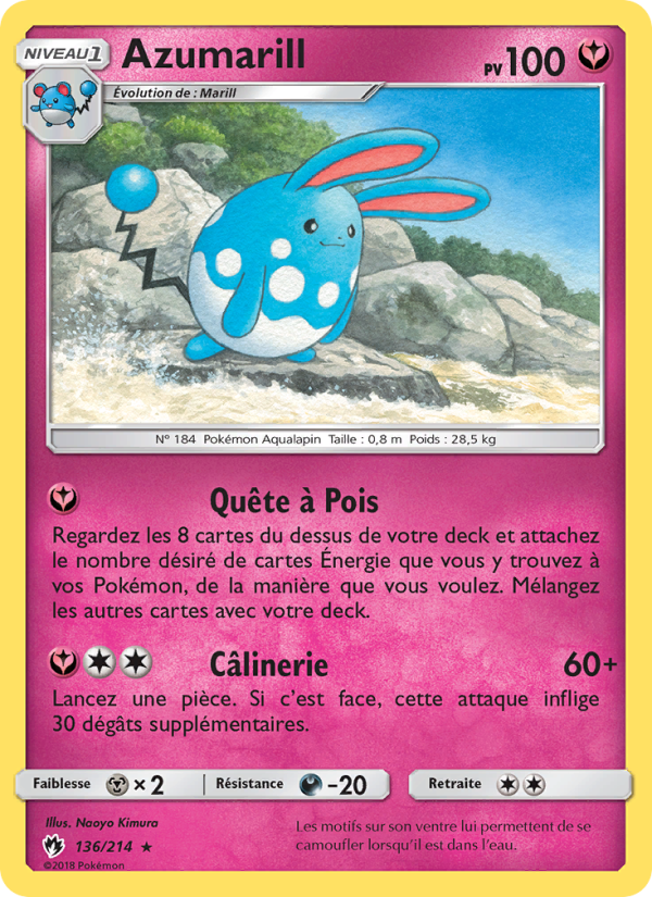 Azumarill 136 — Tonnerre Perdu (French Pokémon TCG card)