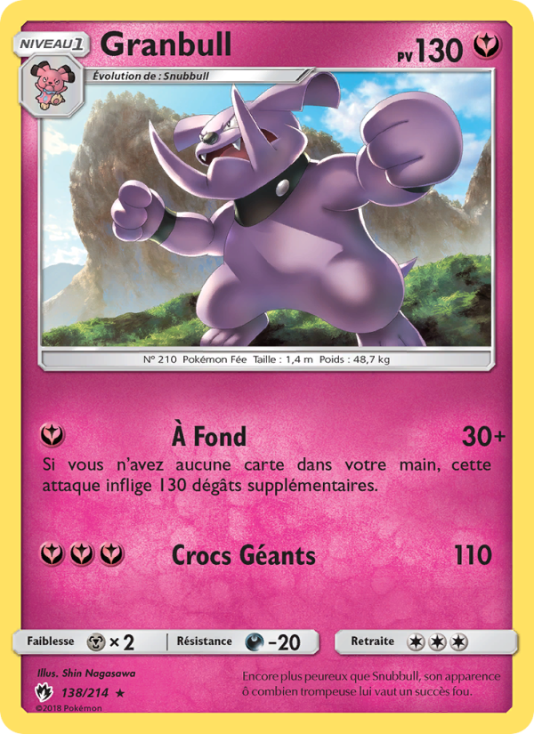 Granbull 138 — Tonnerre Perdu (French Pokémon TCG card)