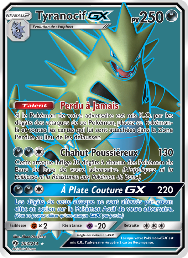 Tyranocif GX 203 — Tonnerre Perdu (French Pokémon TCG card)