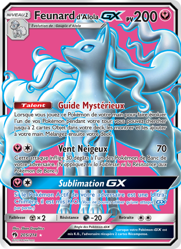 Feunard d’Alola GX 205 — Tonnerre Perdu (French Pokémon TCG card)