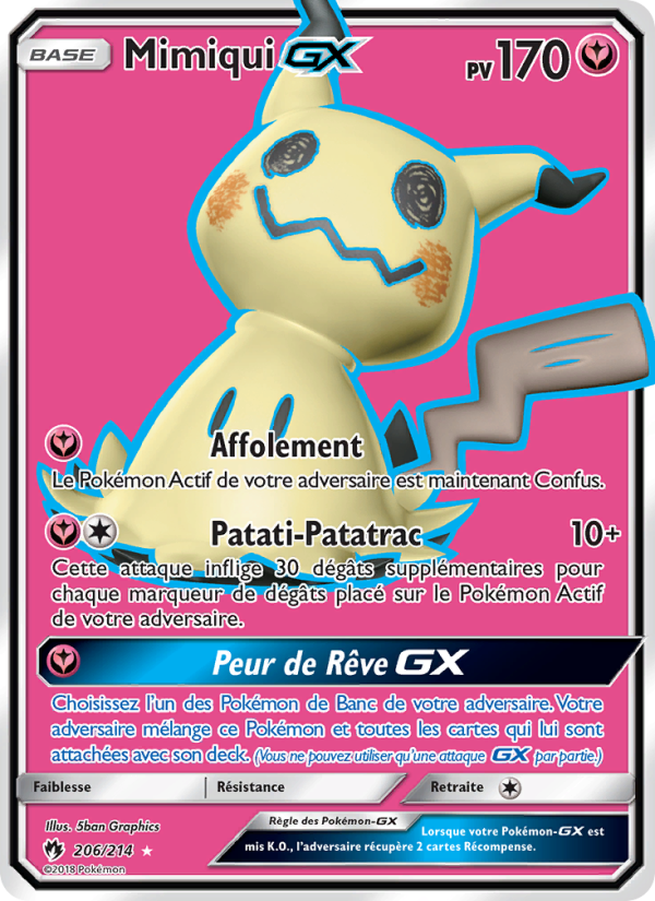 Mimiqui GX 206 — Tonnerre Perdu (French Pokémon TCG card)