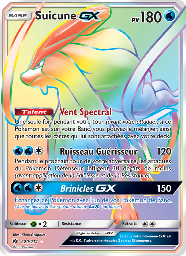 Suicune GX 220 — Tonnerre Perdu (French Pokémon TCG card)