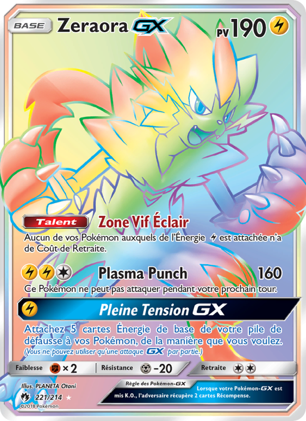 Zeraora GX 221 — Tonnerre Perdu (French Pokémon TCG card)