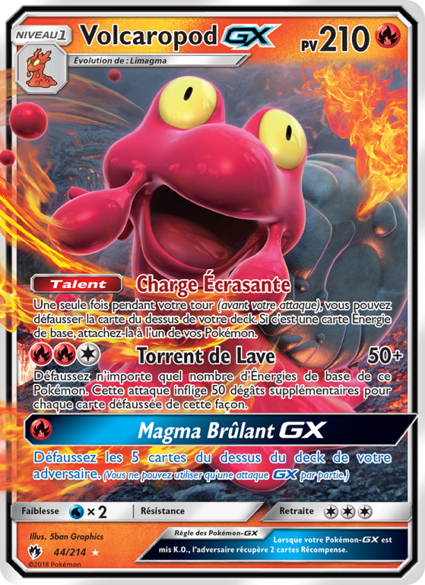 Volcaropod GX 44 — Tonnerre Perdu (French Pokémon TCG card)