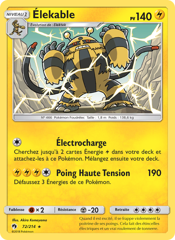 Élekable 72 — Tonnerre Perdu (French Pokémon TCG card)