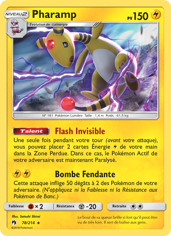 Pharamp 78 — Tonnerre Perdu (French Pokémon TCG card)