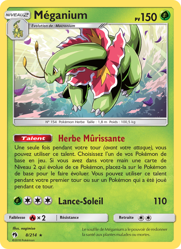 Méganium 8 — Tonnerre Perdu (French Pokémon TCG card)