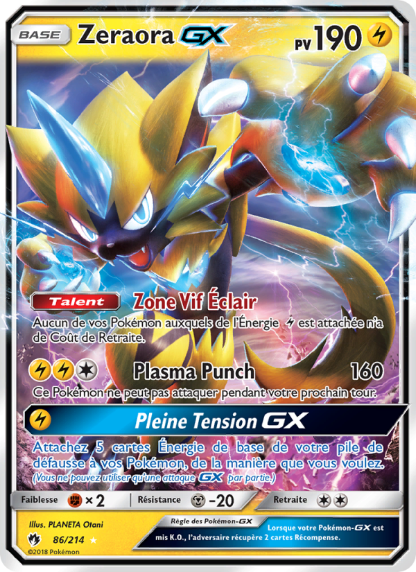 Zeraora GX 86 — Tonnerre Perdu (French Pokémon TCG card)