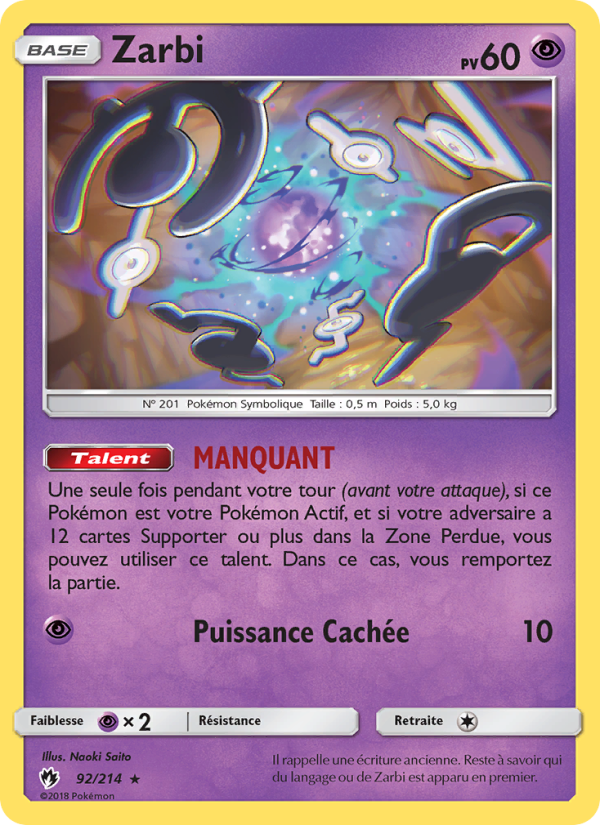 Zarbi 92 — Tonnerre Perdu (French Pokémon TCG card)
