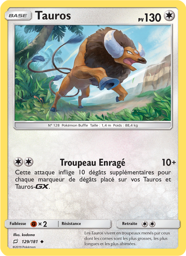 Tauros 129 — Duo de Choc (French Pokémon TCG card)