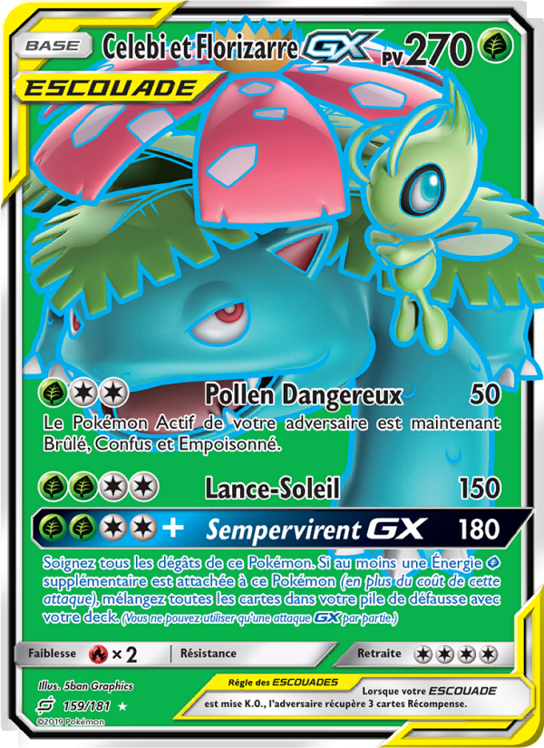 Celebi et Florizarre GX 159 — Duo de Choc (French Pokémon TCG card)