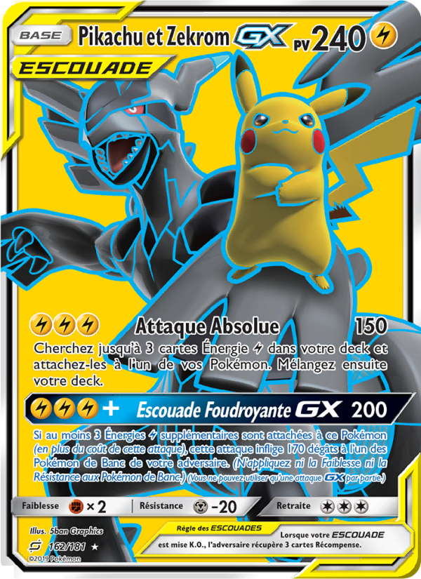 Pikachu et Zekrom GX 162 — Duo de Choc (French Pokémon TCG card)