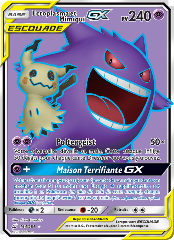 Ectoplasma et Mimiqui GX 164 — Duo de Choc (French Pokémon TCG card)