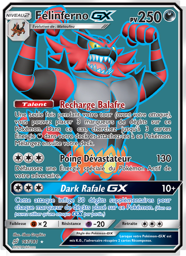 Félinferno GX 167 — Duo de Choc (French Pokémon TCG card)