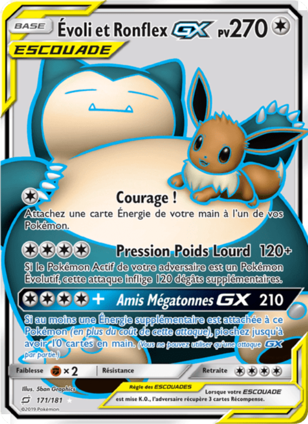 Évoli et Ronflex GX 171 — Duo de Choc (French Pokémon TCG card)