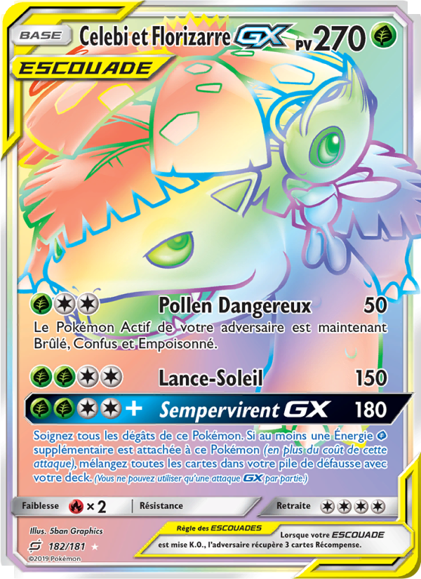Celebi et Florizarre GX 182 — Duo de Choc (French Pokémon TCG card)