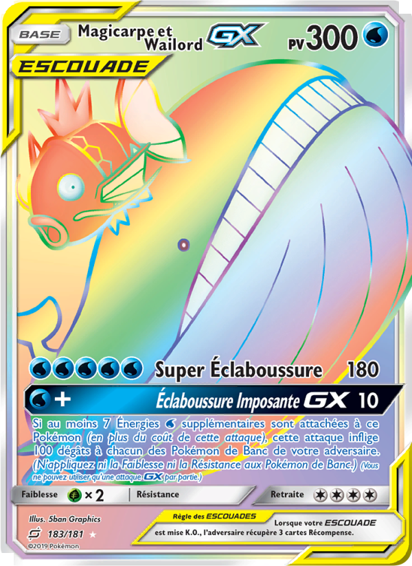 Magicarpe et Wailord GX 183 — Duo de Choc (French Pokémon TCG card)