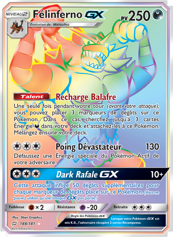 Félinferno GX 188 — Duo de Choc (French Pokémon TCG card)