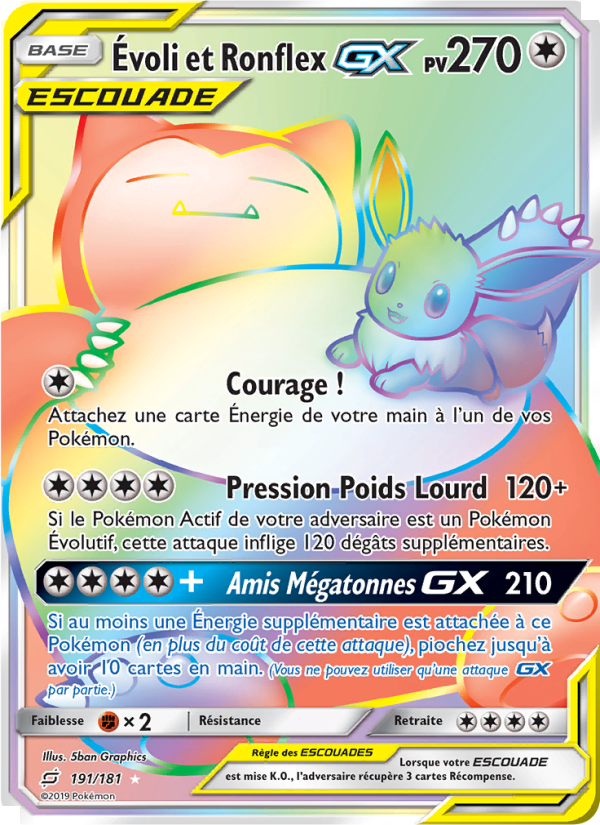 Évoli et Ronflex GX 191 — Duo de Choc (French Pokémon TCG card)