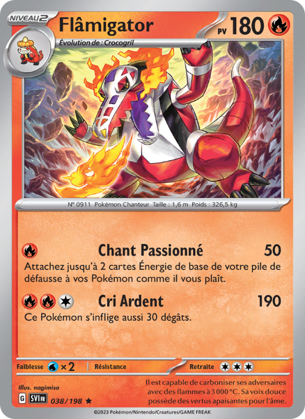 Flâmigator 038 — Écarlate et Violet (French Pokémon TCG card)